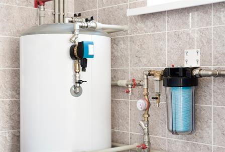 water heater in home garage